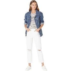 7 For All Mankind Jeans White Hi-Waist Button Fly Cropped Straight Leg Size 25